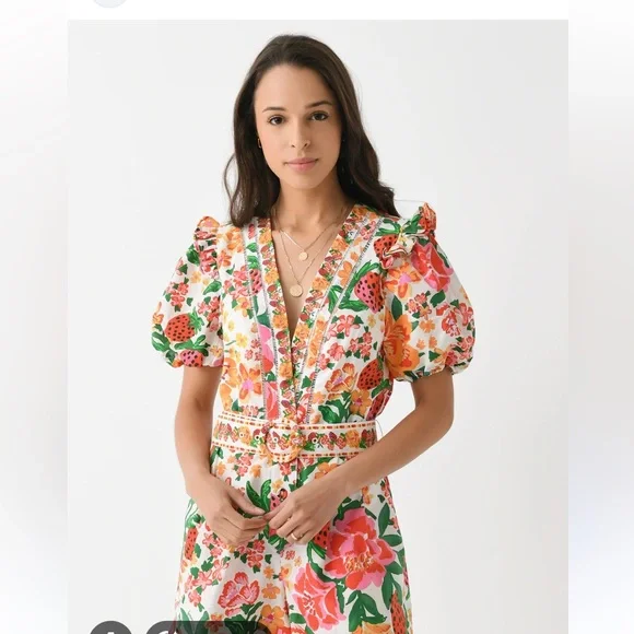 FARM Rio White Floral Belted Romper with Pink, Green & Yellow - Picture 7 of 7